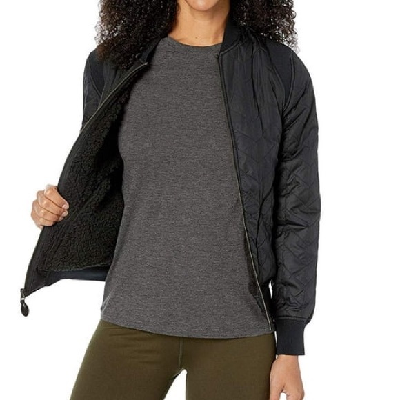 Prana Black Diva Bomber Fleece Jacket Large - Picture 13 of 14